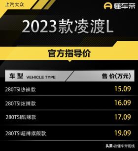 新车｜售15.09万元起，2023款上汽大众凌渡L上市，换新1.4T发动机 