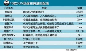 十月SUV销量榜出炉，10款SUV热度和销量匹配表 -图1