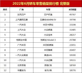 2022年6月轿车销量排行榜完整版「第1-193名」 -图4